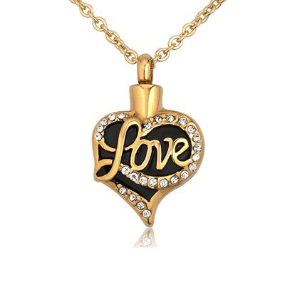 China 18k Gold Love Heart Stainless Steel Titanium Ashes Nickel Free Steel Memorial Jewelry Pendant for sale