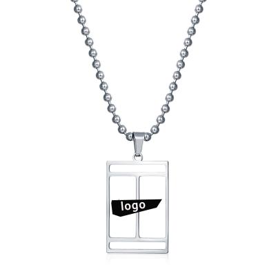 China Hiphop personality hiphop tag dog stainless steel square couple pendant necklace nickel free hook pendant for sale