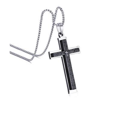 China Wholesale New Product 2021 Cross Prayer Pendants Nickel Free Titanium Steel Scripture Cross Pendants for sale