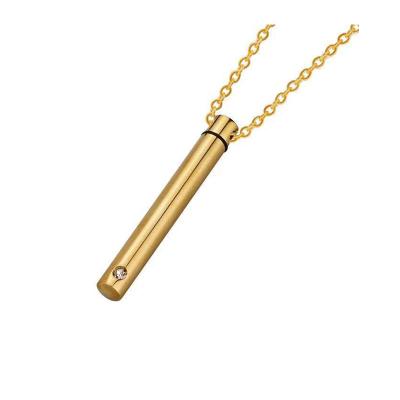 China 2021 Nickel Free New Hot Selling Ash Box Openable Perfume Bottle Steel Cylindrical Titanium Pendant Necklace for sale