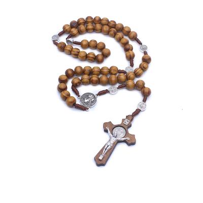 China 2020 Fashionable Nickel Free Charm Catholic Wooden Cross Handmade Faith Of Virgin MaryJewelry Religious Rosary Necklace Pending for sale