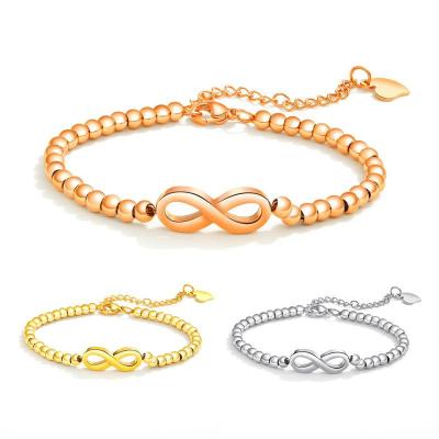 China Trendy Stainless Steel Infinity Figure 8 Bracelet Fashion Nickel Free Classic Plated Rose Gold Bracelet for sale