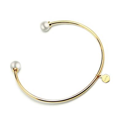 China 18k Rose Gold Pearl Bracelet Women Fashion Love Jewelry Love Jewelry Nickel Free Titanium Pearl Open Cuff Bracelet for sale