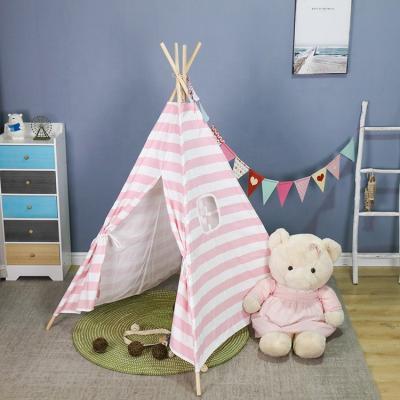 China Soft Portable Collapsible Cotton Canvas Pink Toy Big Princess Teepee Tent For Girl for sale