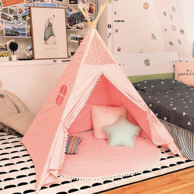 China Toy Wholesale Indian Soft Camping Party Kids Princess Play Pink Teepee Tent For Girls for sale