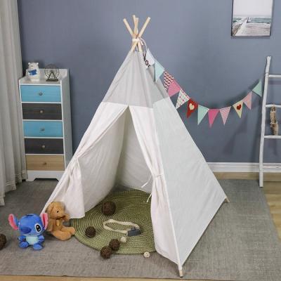 China Gray Soft Toy Cotton Canvas Kids Teepee Playhouse With Mat for sale