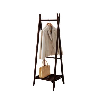 China Adjustable Portable Movable Pine Wooden Coat Hanger (Other) Rack Shelf For Clothes for sale