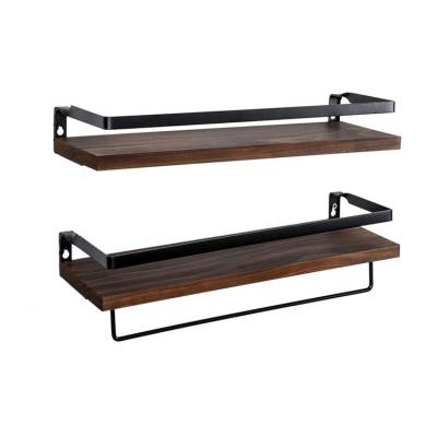 China (Size) Solid Wood Storage Adjustable Rustic Floating Wall Mounted Shelf For Bathroom Kitchen for sale