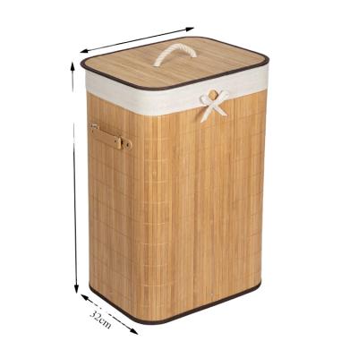 China Wholesale Custom Durable Large Corner Clothes Storage Bamboo Bamboo Basket With Lid Handle for sale