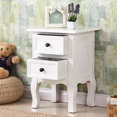 China Eco - Friendly Modern Custom White Wooden Bedside Cabinet With Two Drawers for sale