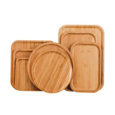 China Sustainable Custom Rectangle Kitchen Wooden Serving Tray Set For Food for sale