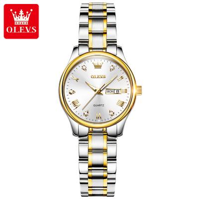 China Hot Selling Olevs Chronograph 5563 Fashion Diamonds Women's Cheap Ladies Wrist Watch Quartz Watch With Stainless Steel Strap for sale