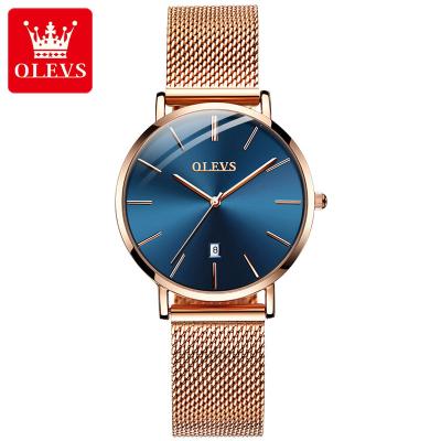 China Japan Movt luxury casual elegance simple elegance slim ultra thin automatic date OLEVS 5869 female quartz watches women wristwatches with Mesh Steel for sale