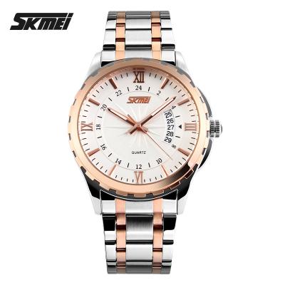 China SKMEI 9069 Day/Date Men Watch Luminous Wristwatch Stainless Steel Strap Rose Gold Men Watches Luxury 2022 for sale