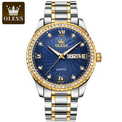 China Wholesale Full Calendar 5565 Olevs Custom Quartz Watches Stainless Steel Business Diamond Men Watch Gold Wrist Luxury Watches for sale