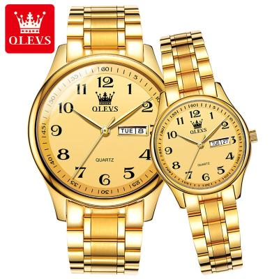 China OLEVS 5567 Automatic Date Couples Wrist Watch New Fashion His And Hers Watches Water Resistant Quartz Watch Stainless Steel for sale