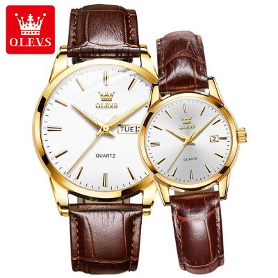 China Automatic date 6898 OLEVS brand couple quartz watches women luxury wrist watch for men women dress watch the beautiful for sale