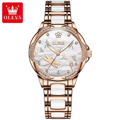 China Dragonfly Automatic Dial Diamond Fashion Date OLEVS 6610 Steel Belt Girls Hand Watch China Automatic Women Watches Watches for sale