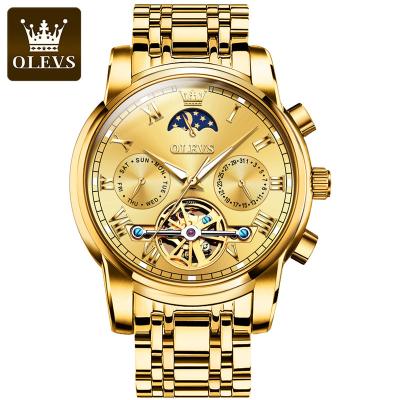 China Automatic Watch Men Logo Charm Skeleton Waterproof Men Tourbillon Moon Phase 6617 OLEVS Moon Phase Custom Digital Wristwatches Gift for sale