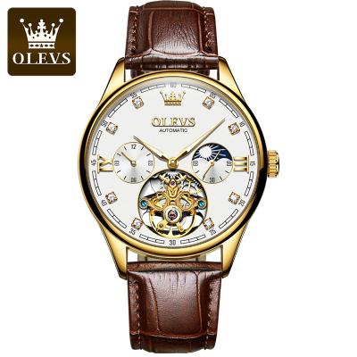 China Full Calendar Olevs 3601 Luminous Casual Leather Wrist Watch Feature Business Sports Men Watch Automatic Mechanical Watches For Men for sale