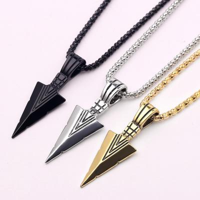 China Punk/Christmas Punk Rock Jewelry Hip Hop/Rock Hip Hop Gift With Design Matte Black Long Necklace Men's Arrow Pendant Necklace for sale