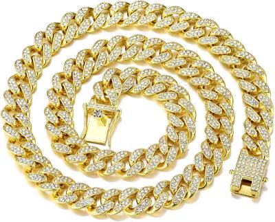 China Hiphop Mens Cuban Link Chain Gold Silver Plated Bling Miami Cuban Necklace Diamond Chain for Men12MM Iced Out Hip Hop Jewelry for sale