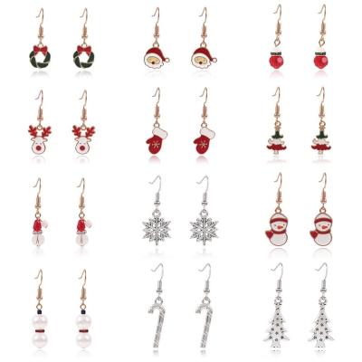 China FASHIONABLE Hot Selling Christmas Stud Jewelry Christmas Elk Snowflake Elk Cartoon Bell Cute Female Christmas Tree Earring For Women 2021 for sale