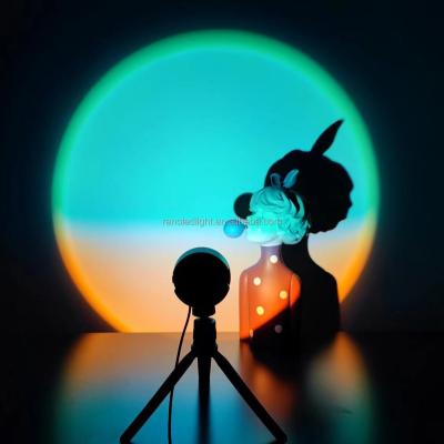 China Hot Sale Tripod TikTok 16 Color RGB Sunset Lamp With Remote Control Rainbow Projection Party Atmosphere Light for sale