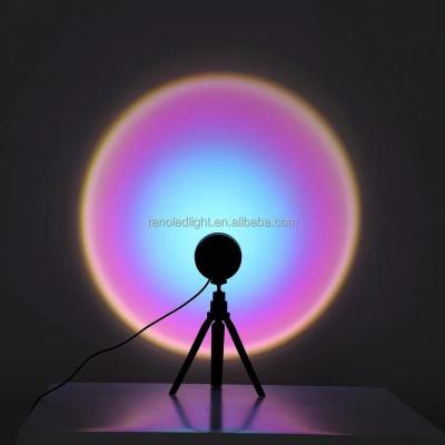 China Modern Rainbow Sunset Dimmable Night Light Tripod Projection USB RGB Red Standing Light LED Floor Lamp for sale