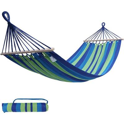 China Outdoor Furniture 2 Person Portable Colorful Striped Canvas Tree Hammock with Stylish Heavy Duty Spreader Bar and Tree Straps for Outdoor Camping for sale