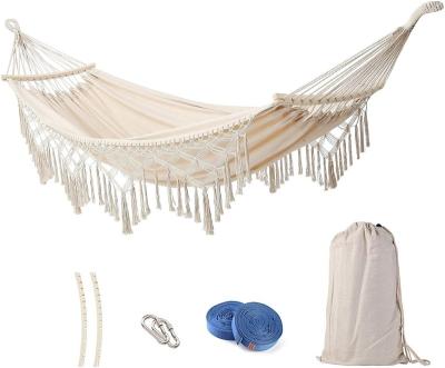 China Modern Indoor Patio Max 500 lbs Hanging Swing Hammock with Double Tassel Brazilian Macrame Hammock for sale