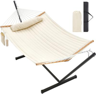 China New Traditional Portable Quilted Hammock With Stand Pillow Hammock Spreader Bar With KD Design for sale