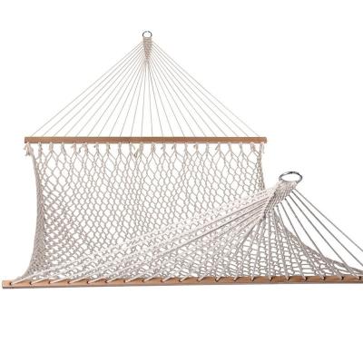 China Patio Traditional Durable Solid Wood Cotton Rope Hammock With Chains And Hooks For Indoor Outdoor for sale