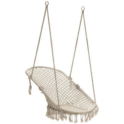 China Contemporary Heavy Duty Cream Lounge Chair Macrame Swing With Tassels for sale