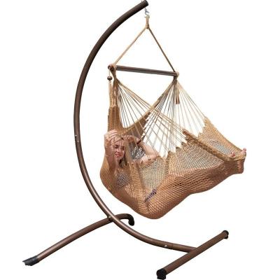 China Garden Set Outdoor Coated Steel Power Arc Hanging Hammock Chair Stands With Caribbean Hammock Chair for sale