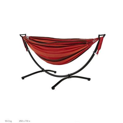 China Outdoor Furniture Outdoor Double Canvas Hammock With Steel Bow Space Saving Stand for sale