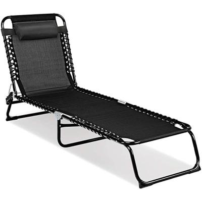 China Portable Folding Sun Lounger Chaise Lounge Chair Reclining for Outdoor Garden Patio Yard Pool, Folding Recliner with Detachable Pillow for sale