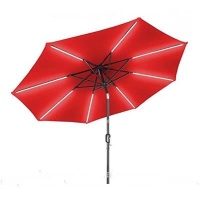 China Sun Shade Patio Umbrella With Crank, Solar Powered Tilt Garden Handle Umbrella With Led Light for sale