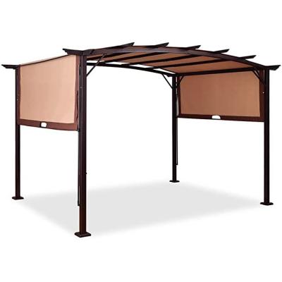 China Steel Gazebo 12' x 9' Outdoor Pergola Gazebo Canopy Patio Steel Garden View Sun Shelter with Retractable Canopy Shades for sale