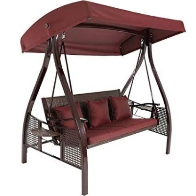 China Outdoor Furniture Luxury Outdoor Patio Swing with Heavy Duty Steel Frame Outdoor Porch Swing Glider Chair Top and Canopy Tilt UV Resistant Shade for sale