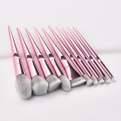 China Angular Blush Ready to Ship 10pcs Rose Gold Makeup Brushes Beauty Tools Thumb Set Makeup Brush for sale