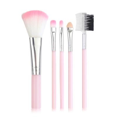 China Angular Blush Pink Makeup Brush Set, 5pcs Premium Synthetic Brushes, Kabuki Base Brush Blending Face Powder Blush Cosmetic Brushes Kit for sale