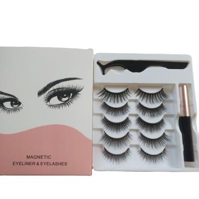 China 2020 New Arrival Natural Long Customize 8D False Lashes Partner Set Glue Free Magnetic Eyelashes for sale