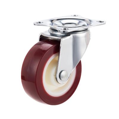 China swivel & Small Red 50mm Rigid Swivel PU Caster Wheel For Office Chair for sale