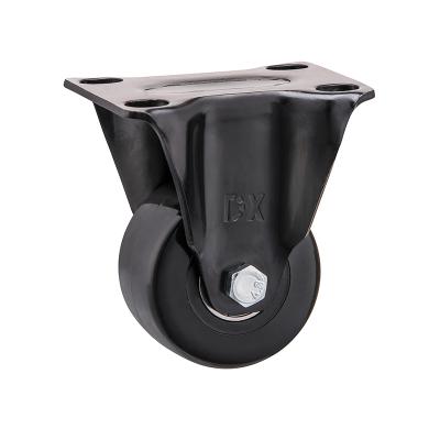 Cina Rigid 2 Fixed Rigid Black E Coated Heavy Loading Full Injection Modified Nylon Wheel Caster in vendita