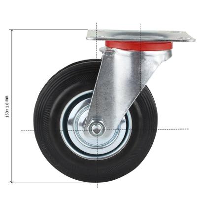 China Industrial Rubber Swivel Caster Hotels Rubber Caster Black Wheel With Brake Bins, Trolleys And Trolley Rim Steel NC; GUA en venta