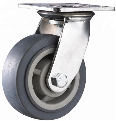 China swivel & 4 Inch Rigid Industrial Heavy Duty Gray Themoplastic Rubber Caster Double Ball Bearing Wheel for sale