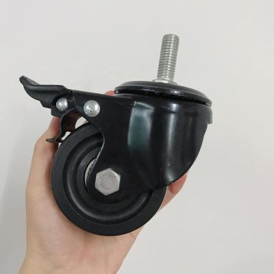 Cina Brake Luxury Style 3 Inch 75 Mm PP 220KGS Polypropylene Black Nylon Threaded Stem Heavy Duty Casters in vendita