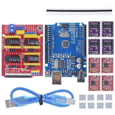 China - CNC Shield V3 Engraving Machine Driver 3D Printer+ 4pcs DRV8825 or A4988 Expansion Board For Arduino + ONU R3 with USB Cable for sale