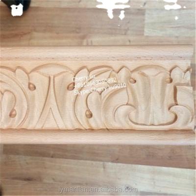 China Traditional Wood Crown Molding With Large Decorative Acanthus Leaf And Tongue Cove Wood Cabinet Trim Molding for sale